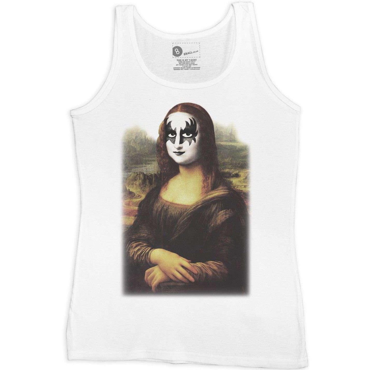 Funny Womens Vest Hard Rock Mona Lisa 8Ball