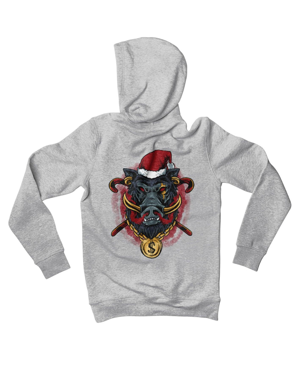 Golden Boar Santa Back Printed Christmas Hoodie For Men and Women 8Ball