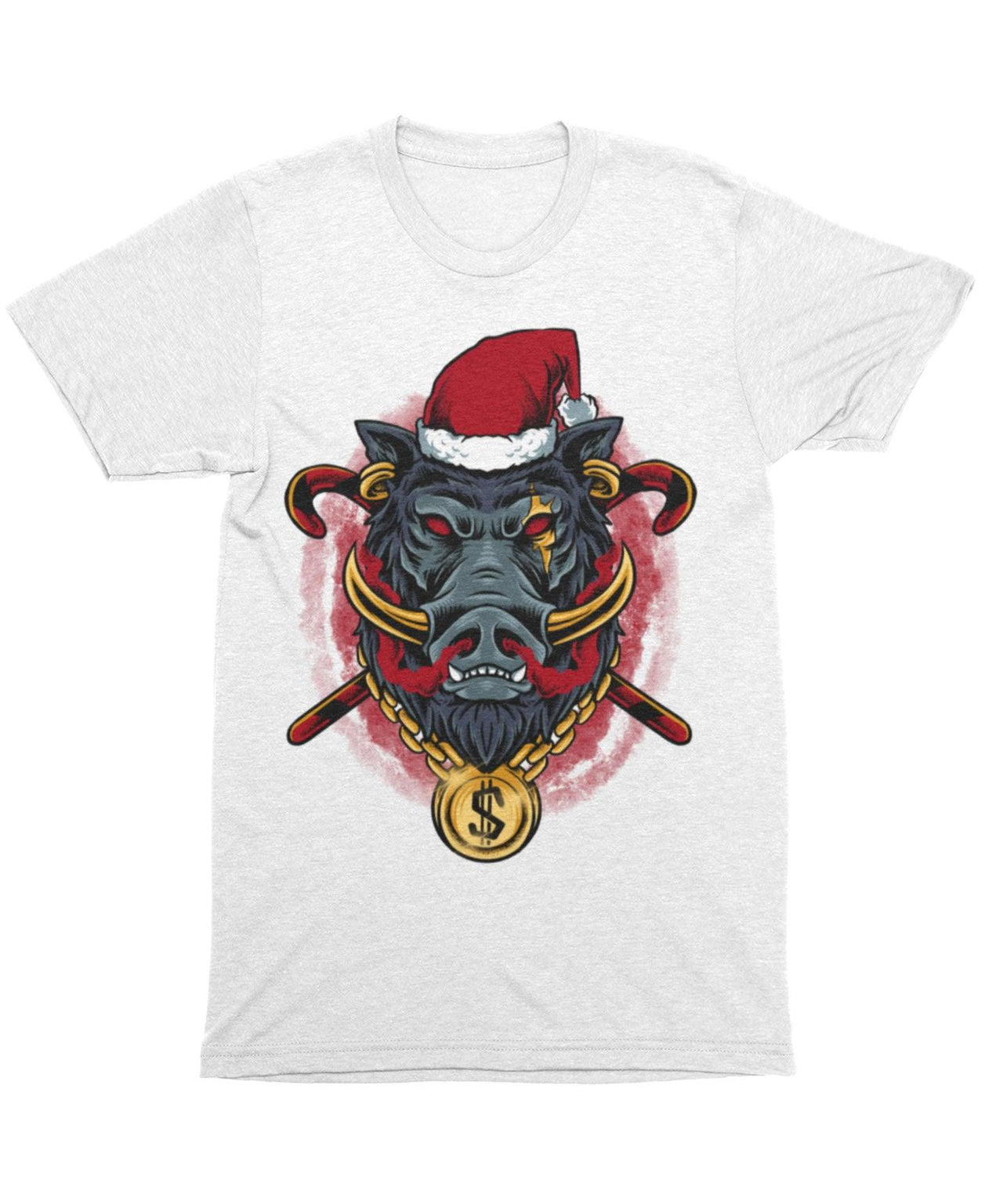 Golden Boar Santa Unisex Christmas Graphic T-Shirt For Men 8Ball