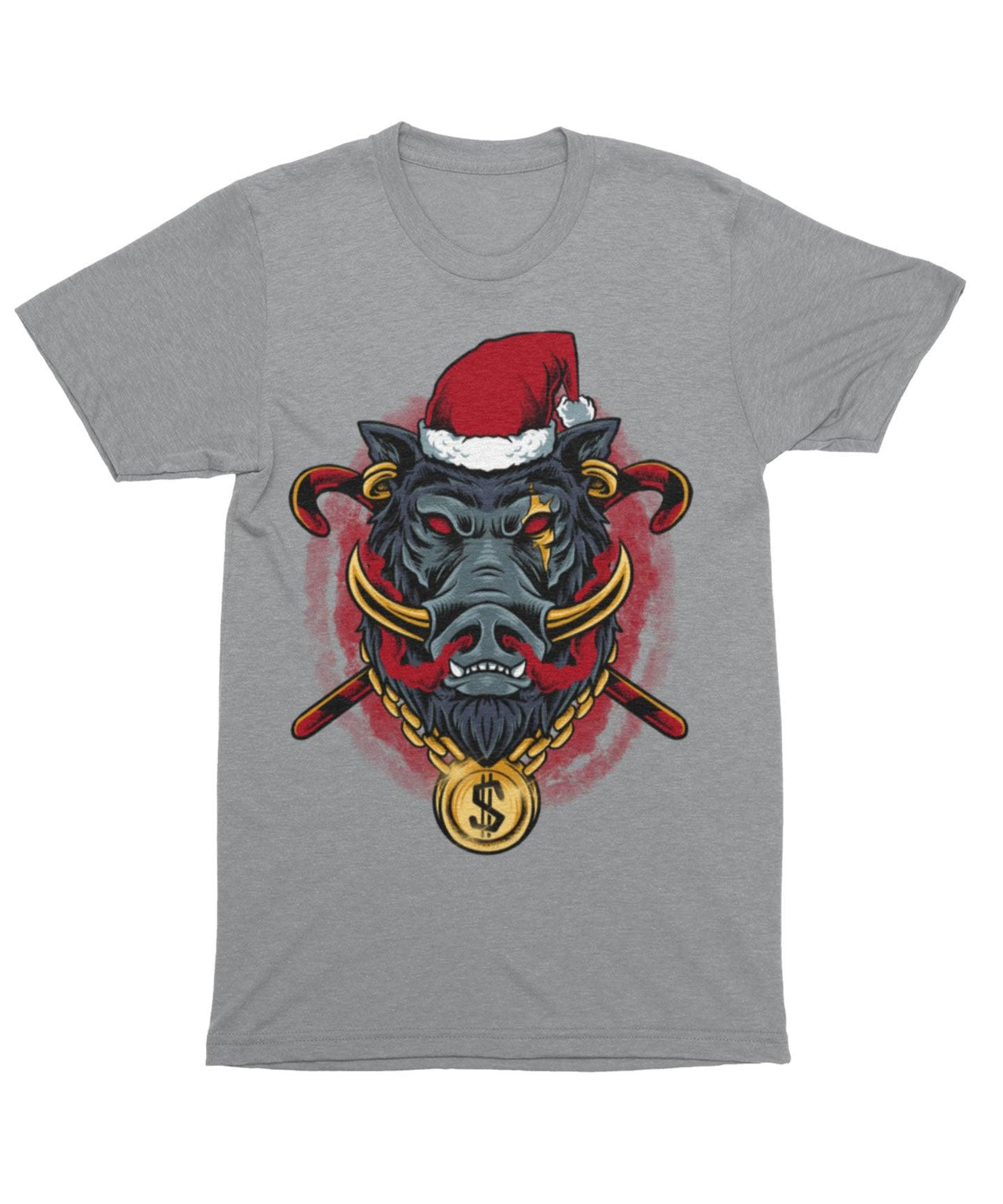 Golden Boar Santa Unisex Christmas Graphic T-Shirt For Men 8Ball