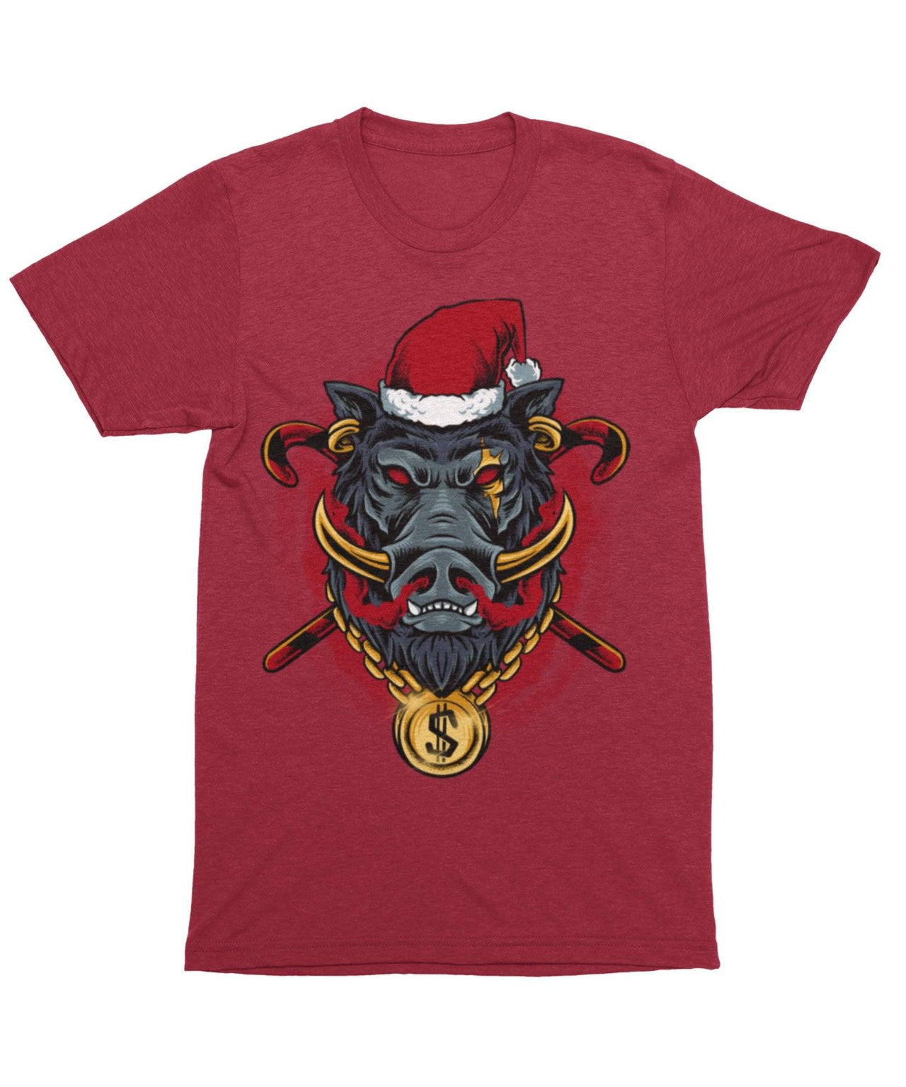 Golden Boar Santa Unisex Christmas Graphic T-Shirt For Men 8Ball