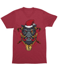Thumbnail for Golden Boar Santa Unisex Christmas Graphic T-Shirt For Men 8Ball