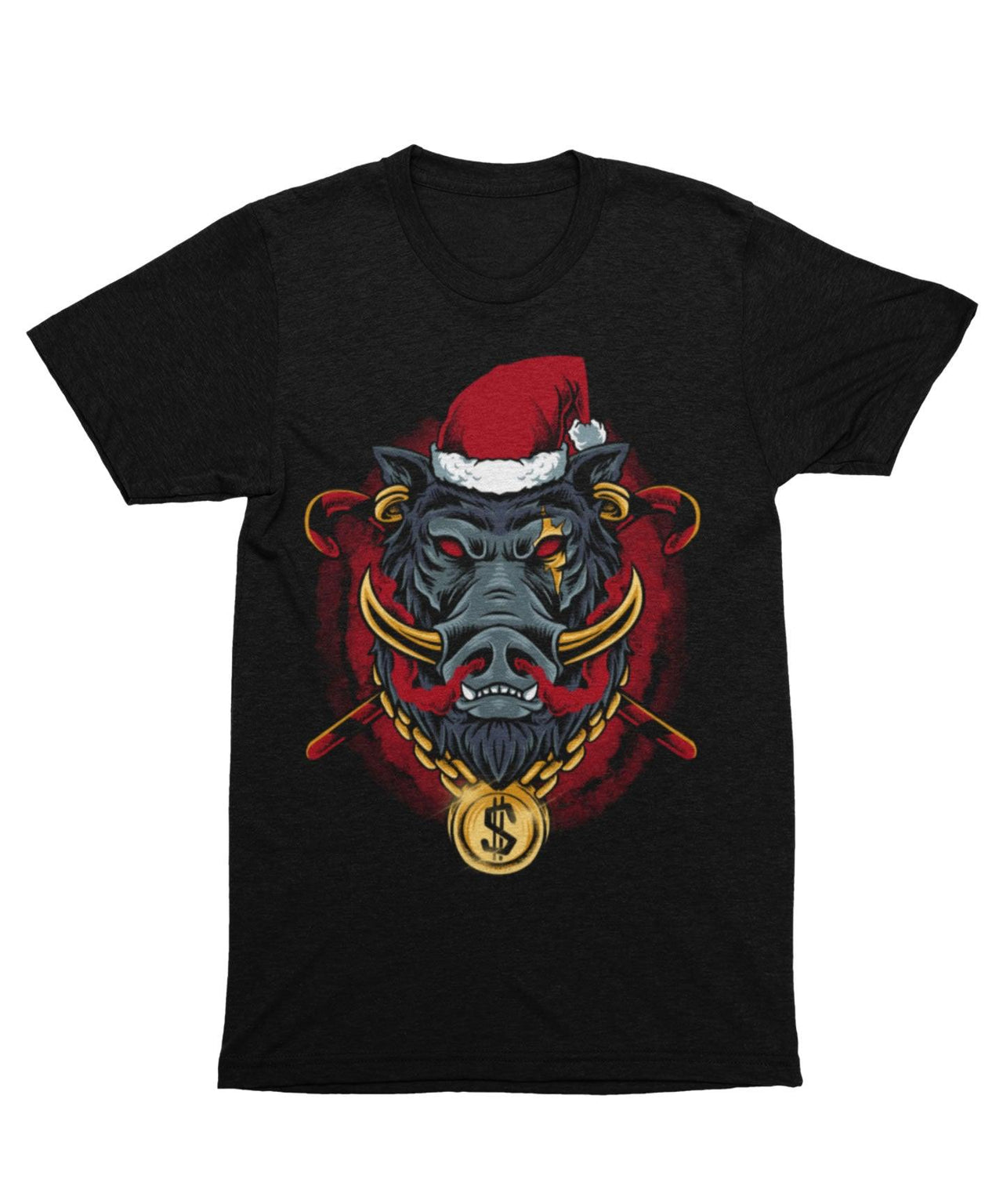 Golden Boar Santa Unisex Christmas Graphic T-Shirt For Men 8Ball