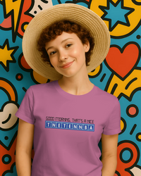 Thumbnail for Person wearing a purple t-shirt with text in front of a colourful abstract background - IT Crowd - Tnetennba