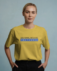 Thumbnail for Person wearing a yellow t-shirt with text on a plain background - IT Crowd - Tnetennba
