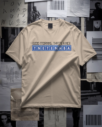 Thumbnail for Beige t-shirt with text design on a collage background - IT Crowd - Tnetennba