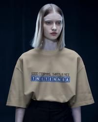 Thumbnail for Person wearing a beige t-shirt with text on a dark background - IT Crowd - Tnetennba