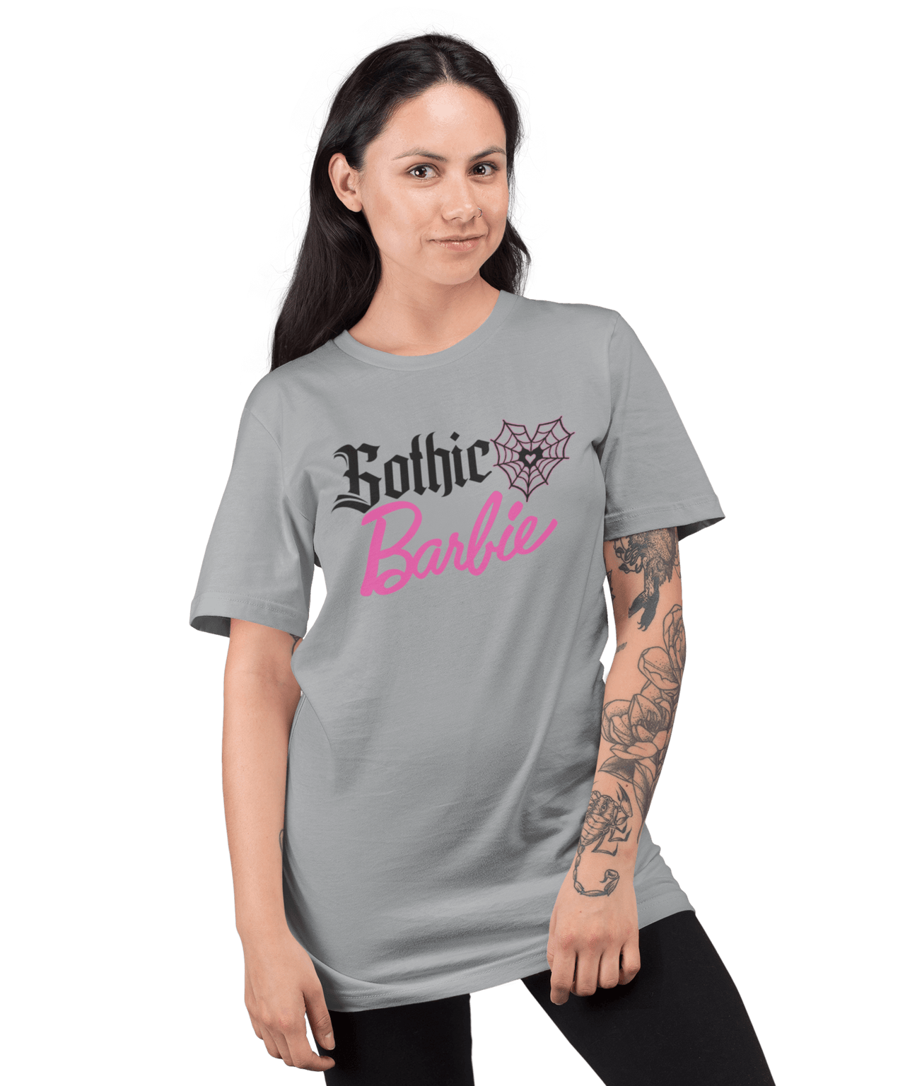 Gothic Barbie Adult Unisex Oversize Grey or White Unisex T-Shirt For Men And Women 8Ball