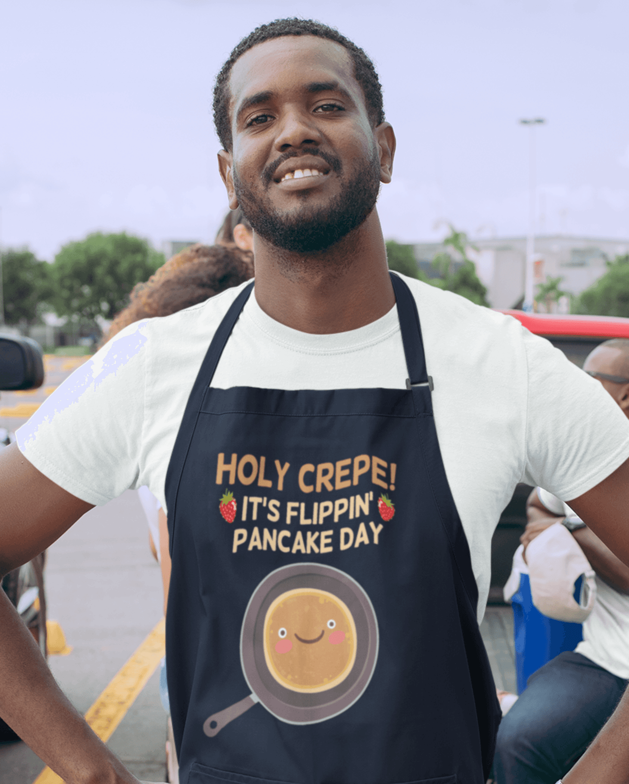 Holy Crepe It's Flippin Pancake Day Pancake Day Cotton Kitchen Apron 8Ball