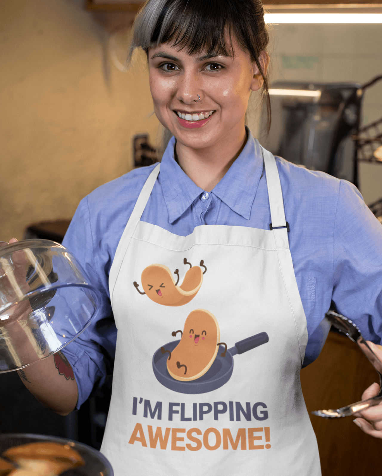 I'm Flipping Awesome Pancake Day Cotton Kitchen Apron 8Ball