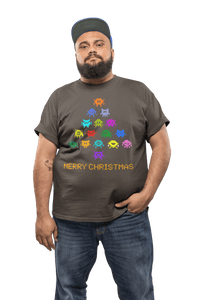 Thumbnail for Invaders Christmas Tree Adult for Men and Women Mens Graphic T-Shirt 8Ball