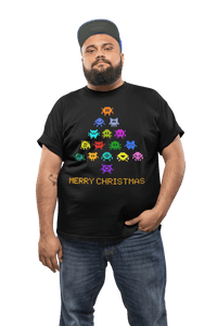 Thumbnail for Invaders Christmas Tree Adult for Men and Women Mens Graphic T-Shirt 8Ball