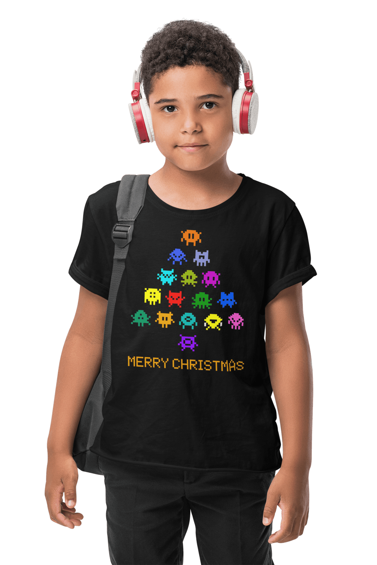 Invaders Christmas Tree Childrens Graphic T-Shirt 8Ball