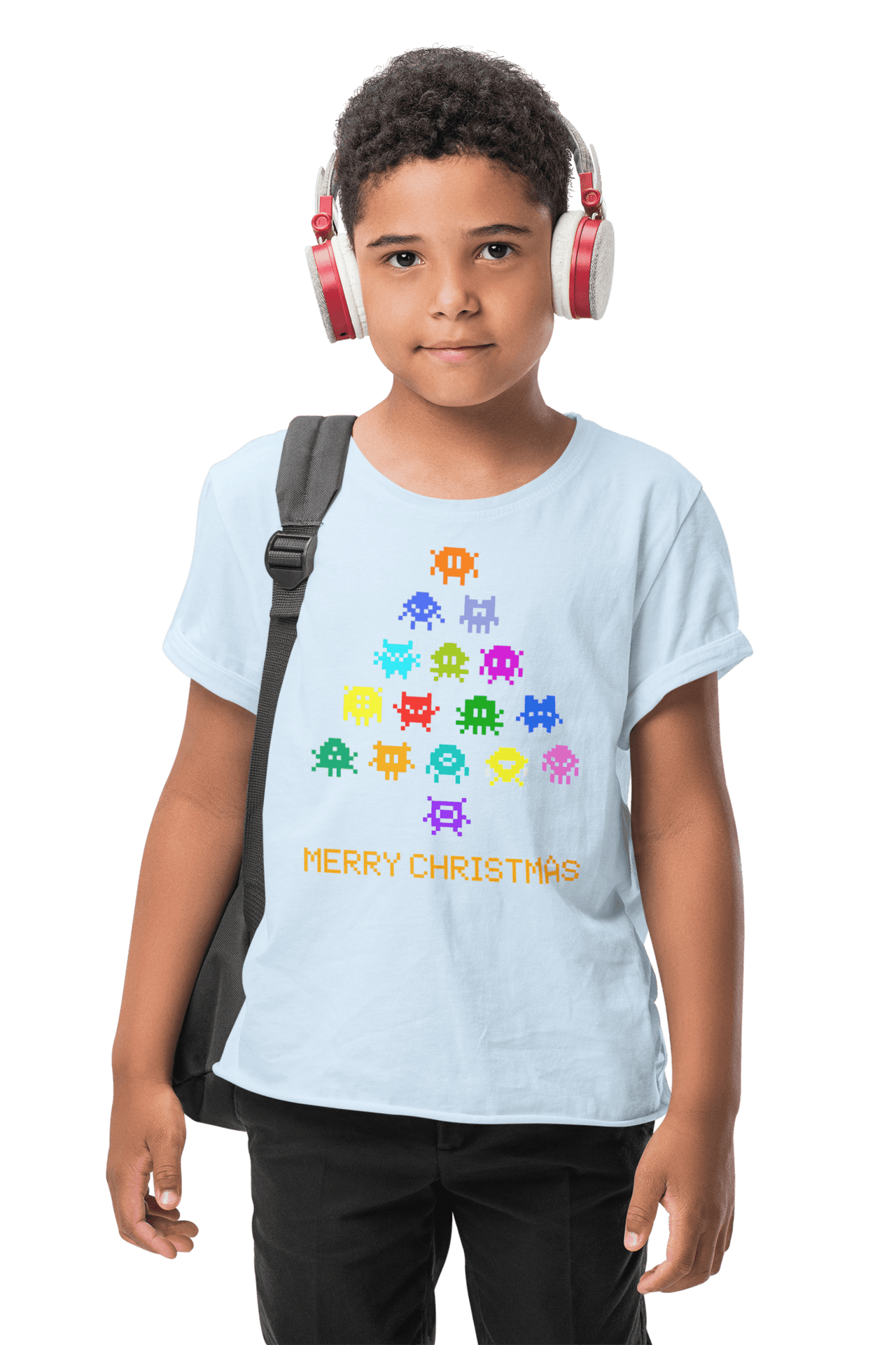 Invaders Christmas Tree Childrens Graphic T-Shirt 8Ball