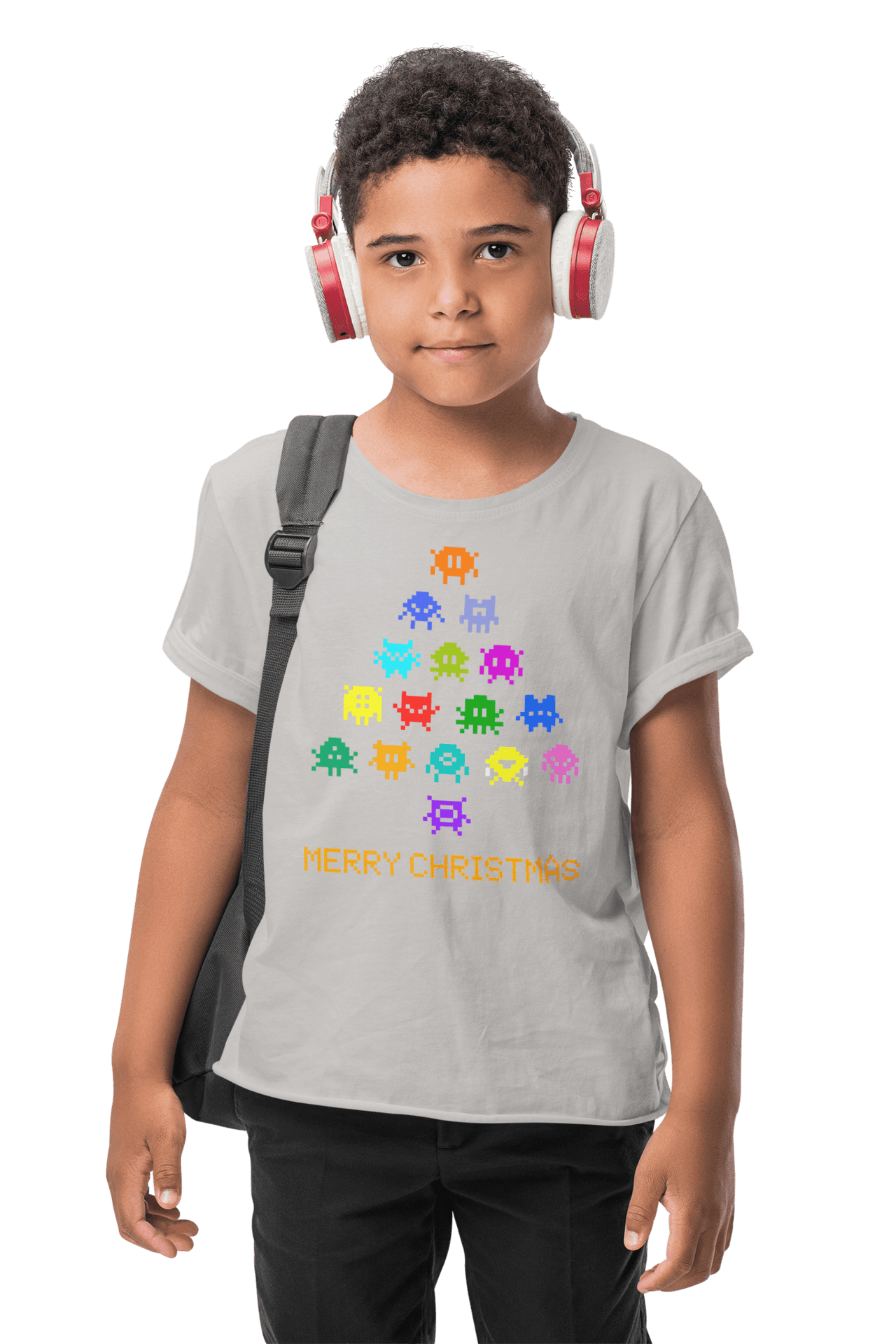 Invaders Christmas Tree Childrens Graphic T-Shirt 8Ball