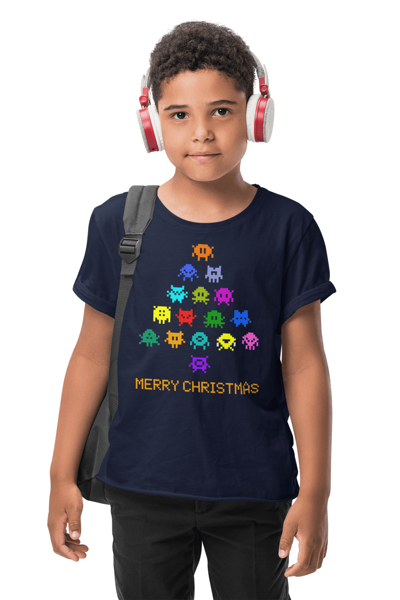 Invaders Christmas Tree Childrens Graphic T-Shirt 8Ball