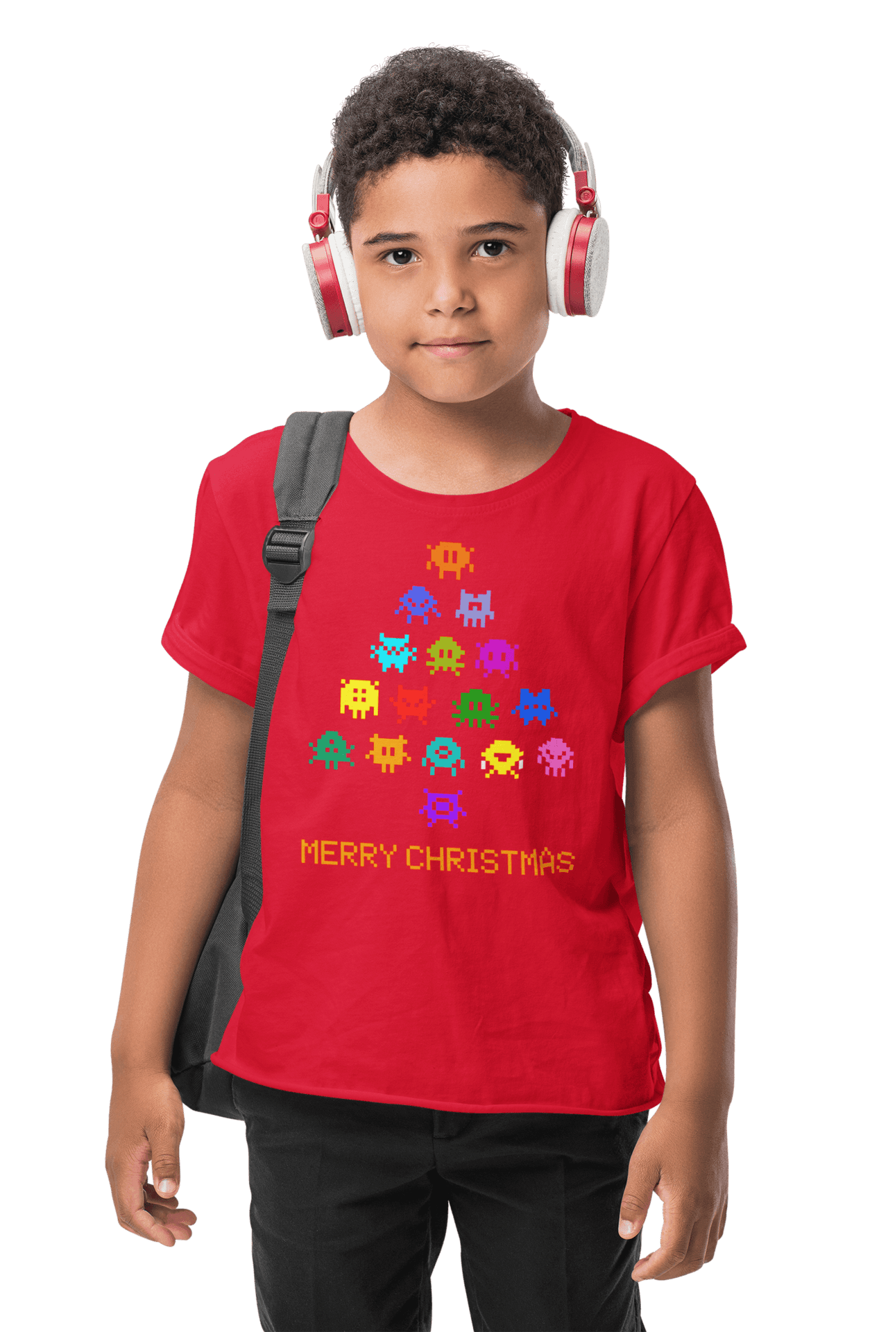 Invaders Christmas Tree Childrens Graphic T-Shirt 8Ball