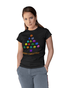 Thumbnail for Invaders Christmas Tree Womens T-Shirt 8Ball