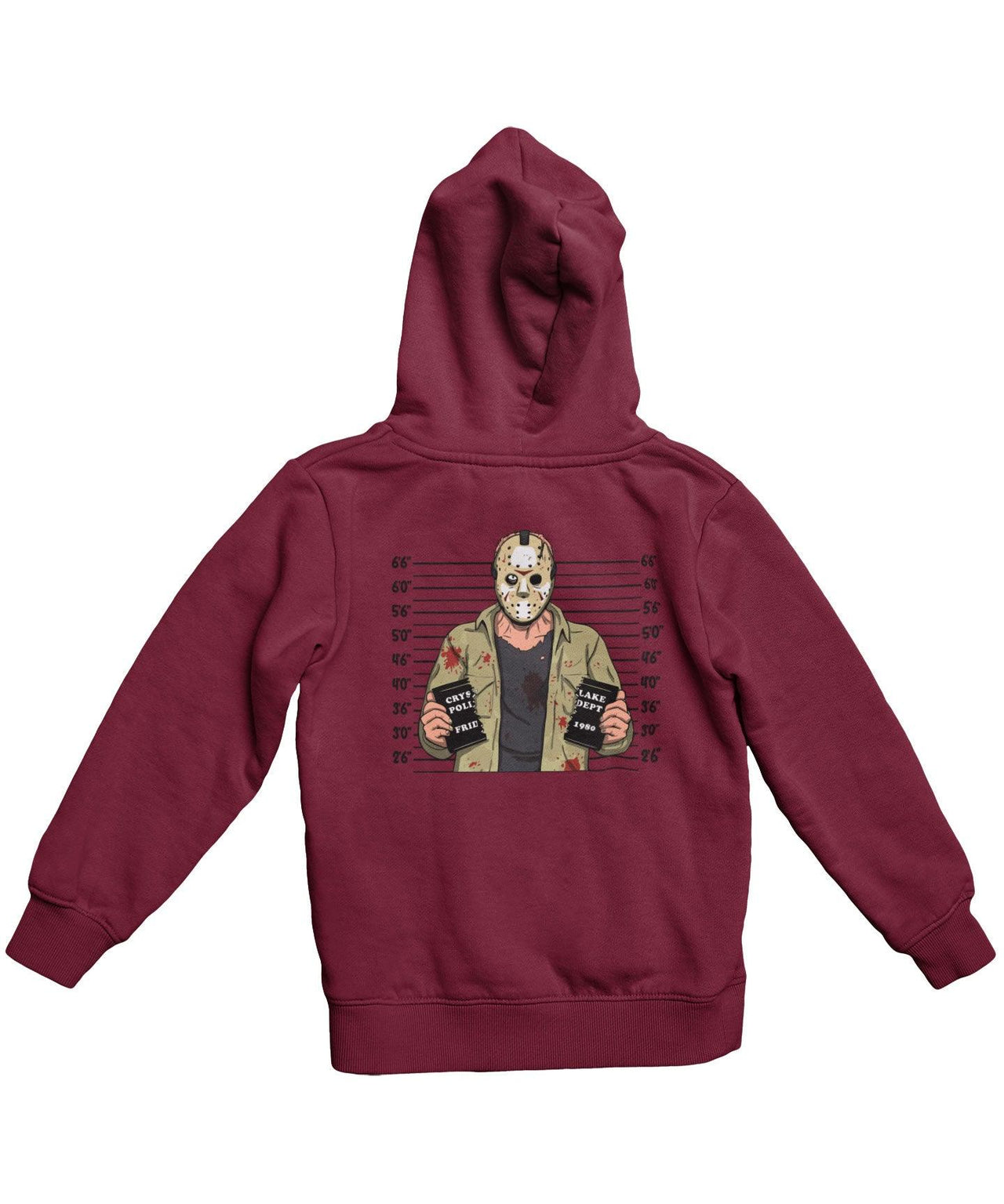 Jason Mugshot Horror Film Tribute Adult Back Printed Unisex Hoodie 8Ball