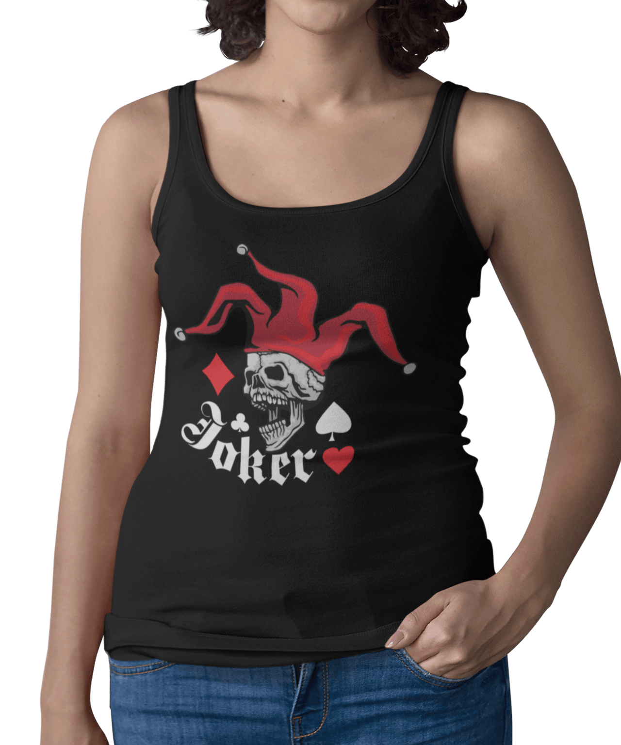 Joker Skull Tattoo Design Adult Womens Vest Top 8Ball