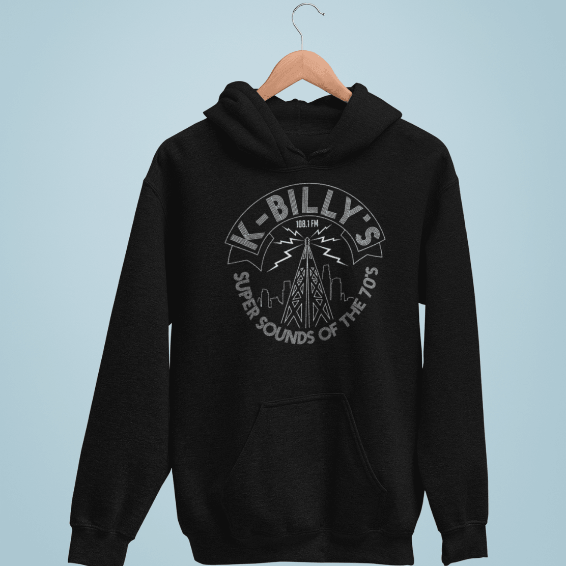 K Billy's Radio Mast Logo Back Printed Graphic Hoodie 8Ball