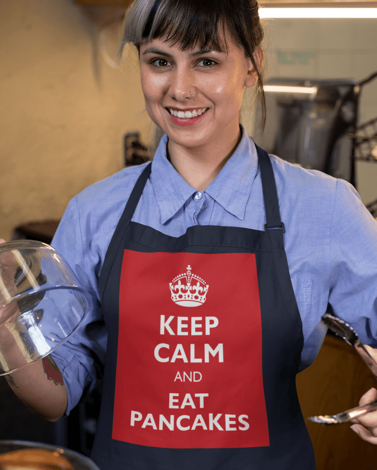 Keep Calm And Eat Pancakes Pancake Day Cotton Kitchen Apron 8Ball