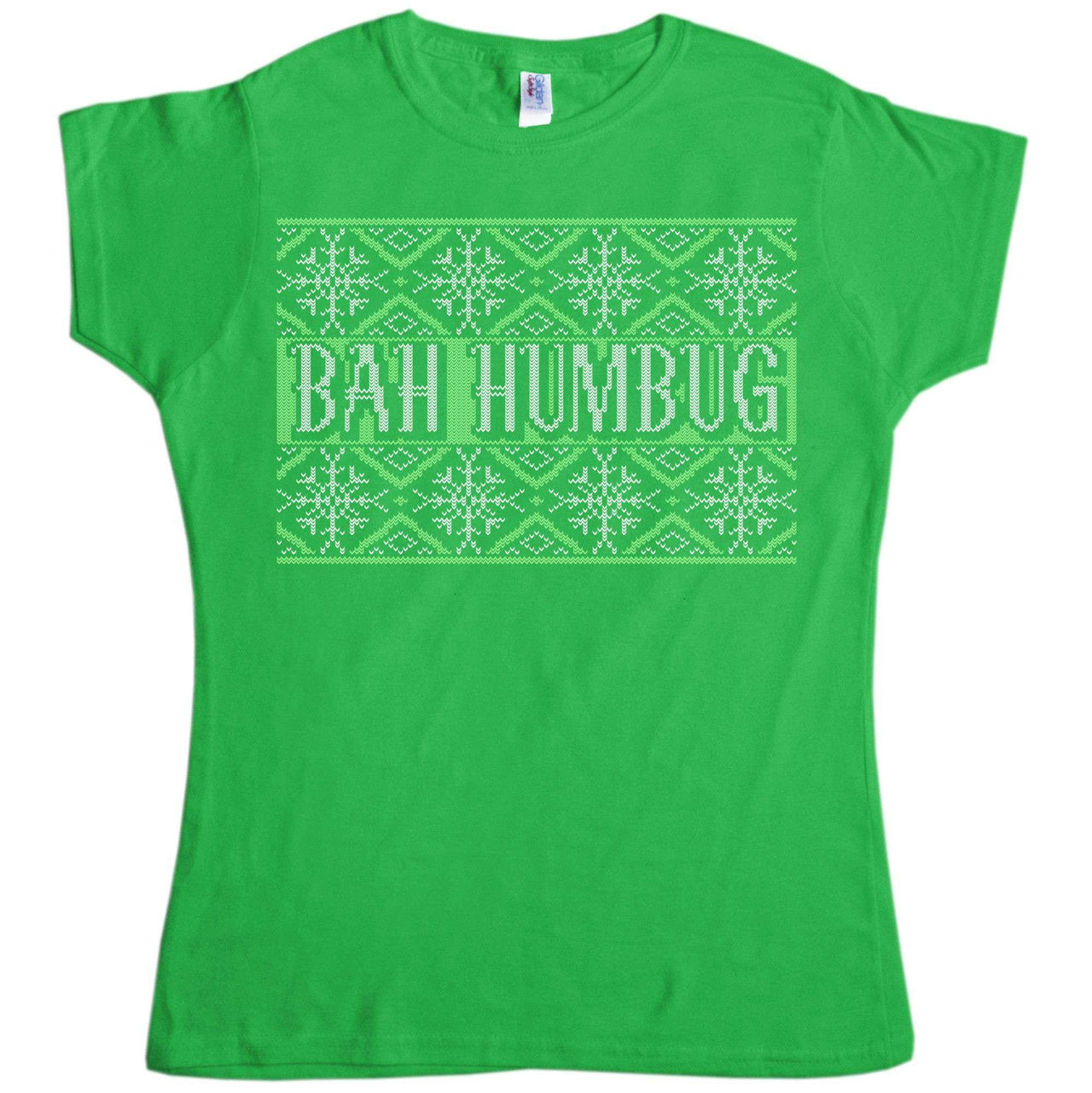 Knitted Jumper Style Bah Humbug Womens Fitted T-Shirt 8Ball