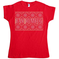 Thumbnail for Knitted Jumper Style Bah Humbug Womens Fitted T-Shirt 8Ball