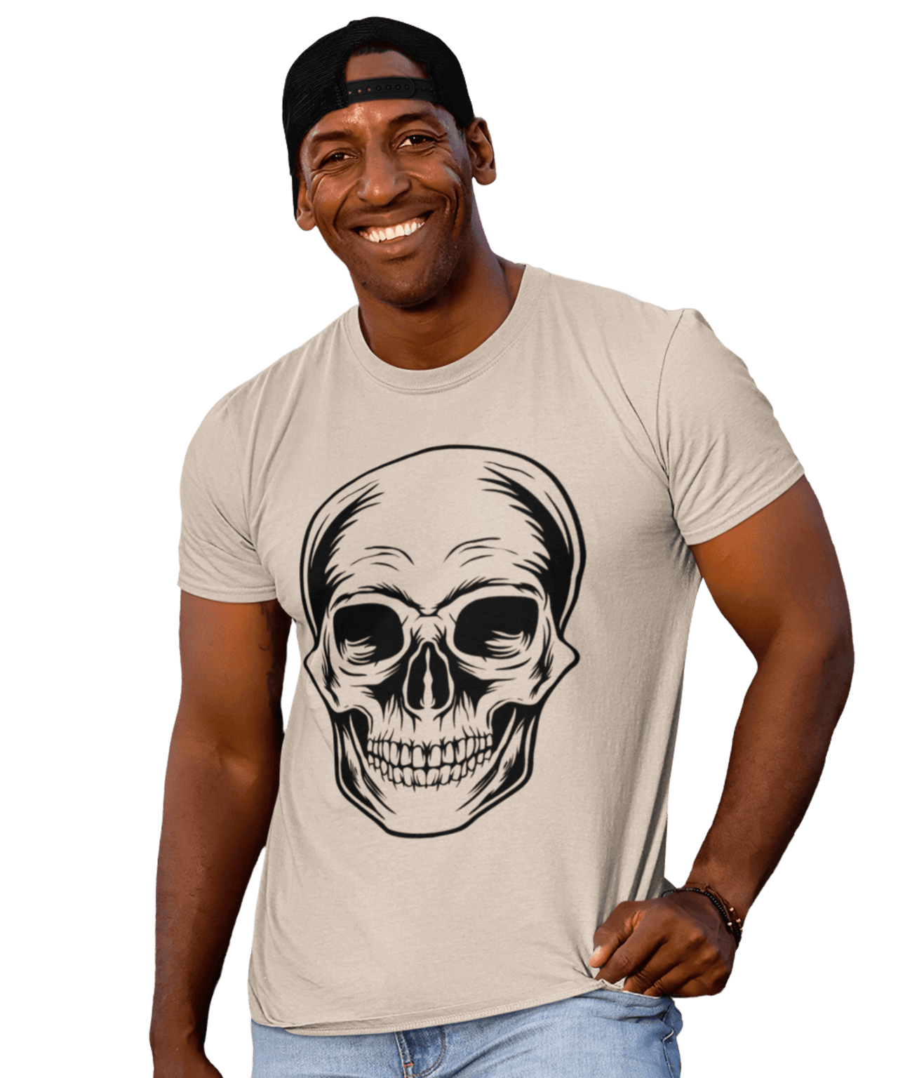 Large Skull Tattoo Design Adult Unisex Mens Graphic T-Shirt 8Ball