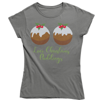 Thumbnail for Love Christmas Puddings Fitted Womens T-Shirt 8Ball