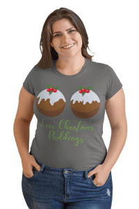 Thumbnail for Love Christmas Puddings Fitted Womens T-Shirt 8Ball