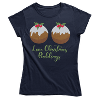 Thumbnail for Love Christmas Puddings Fitted Womens T-Shirt 8Ball