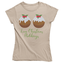 Thumbnail for Love Christmas Puddings Fitted Womens T-Shirt 8Ball