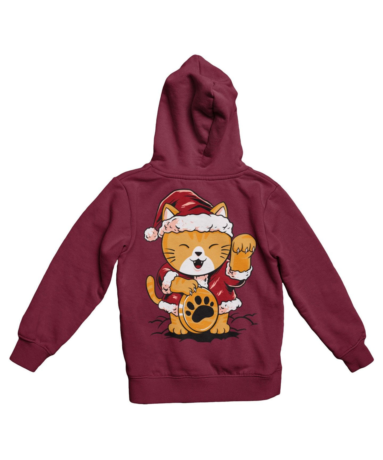 Lucky Meow Santa Back Printed Christmas Graphic Hoodie 8Ball