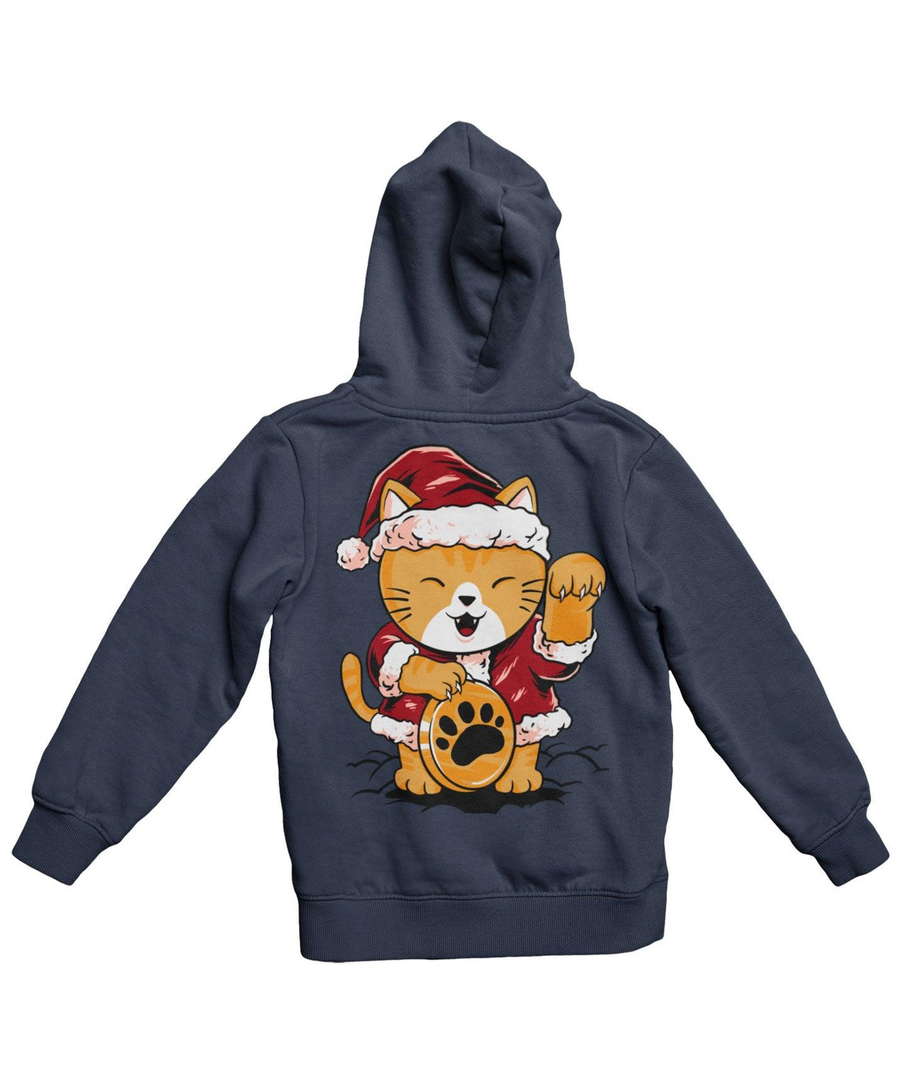 Lucky Meow Santa Back Printed Christmas Graphic Hoodie 8Ball