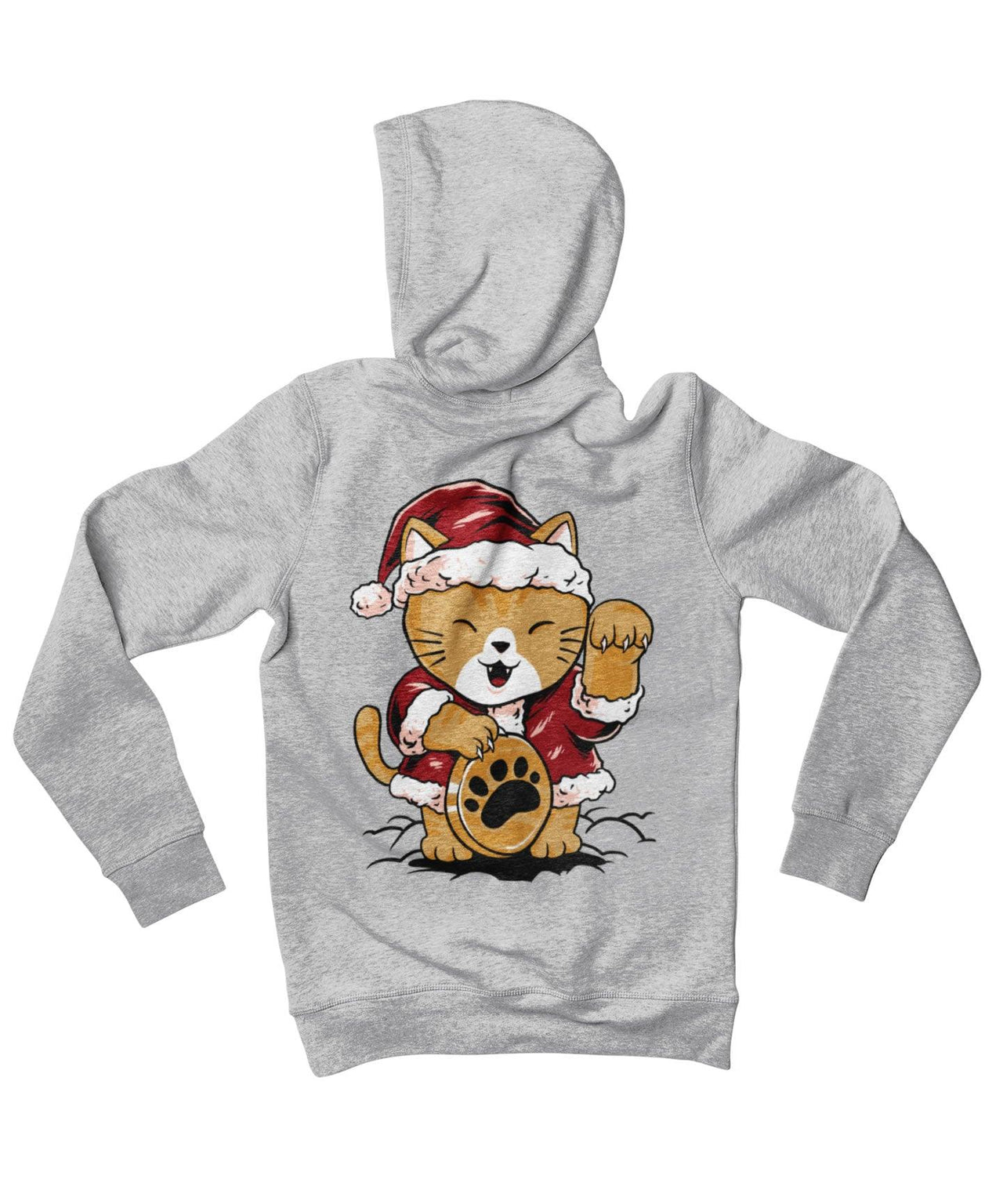 Lucky Meow Santa Back Printed Christmas Graphic Hoodie 8Ball