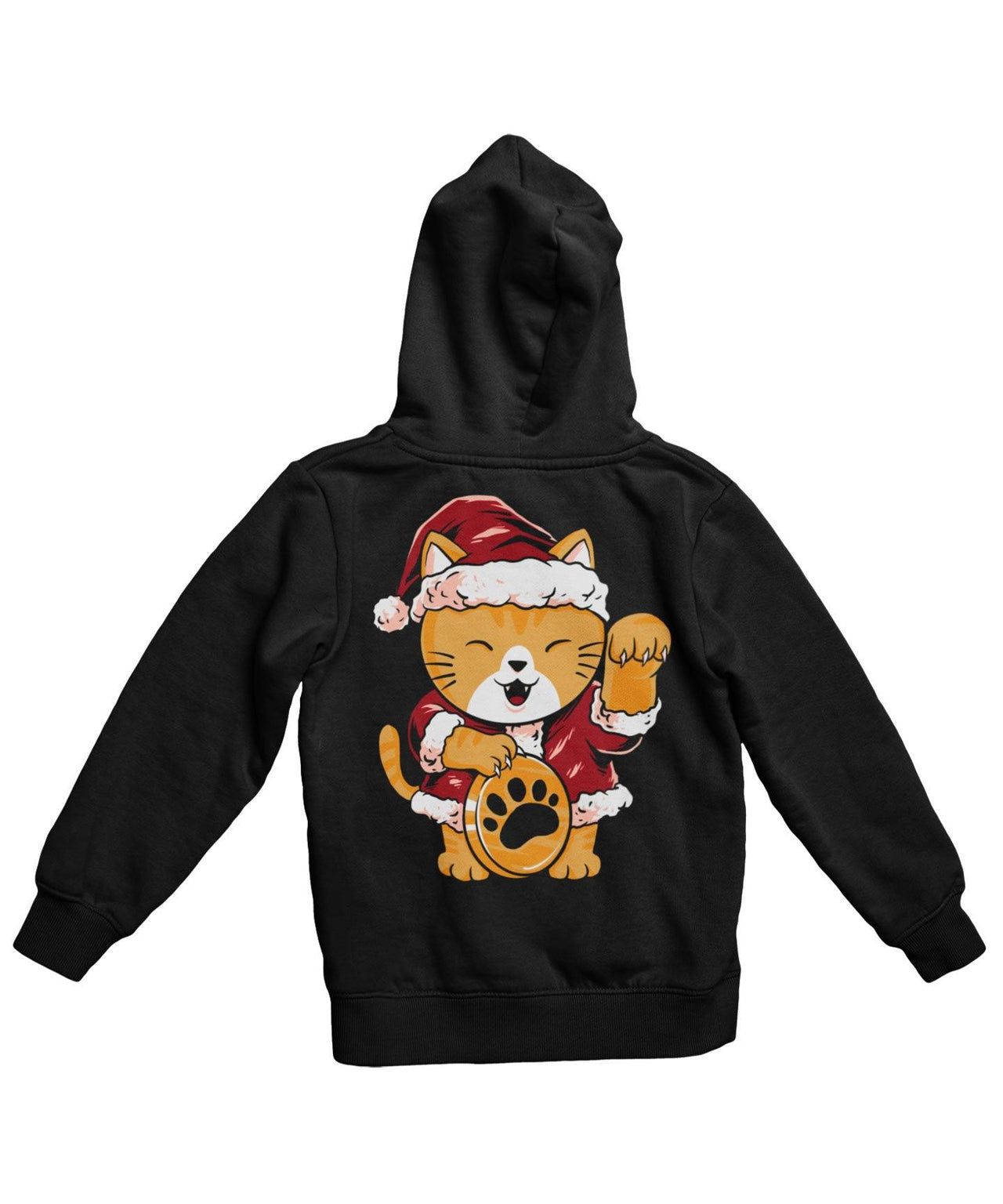 Lucky Meow Santa Back Printed Christmas Graphic Hoodie 8Ball