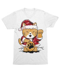 Thumbnail for Lucky Meow Santa Unisex Christmas Mens Graphic T-Shirt 8Ball