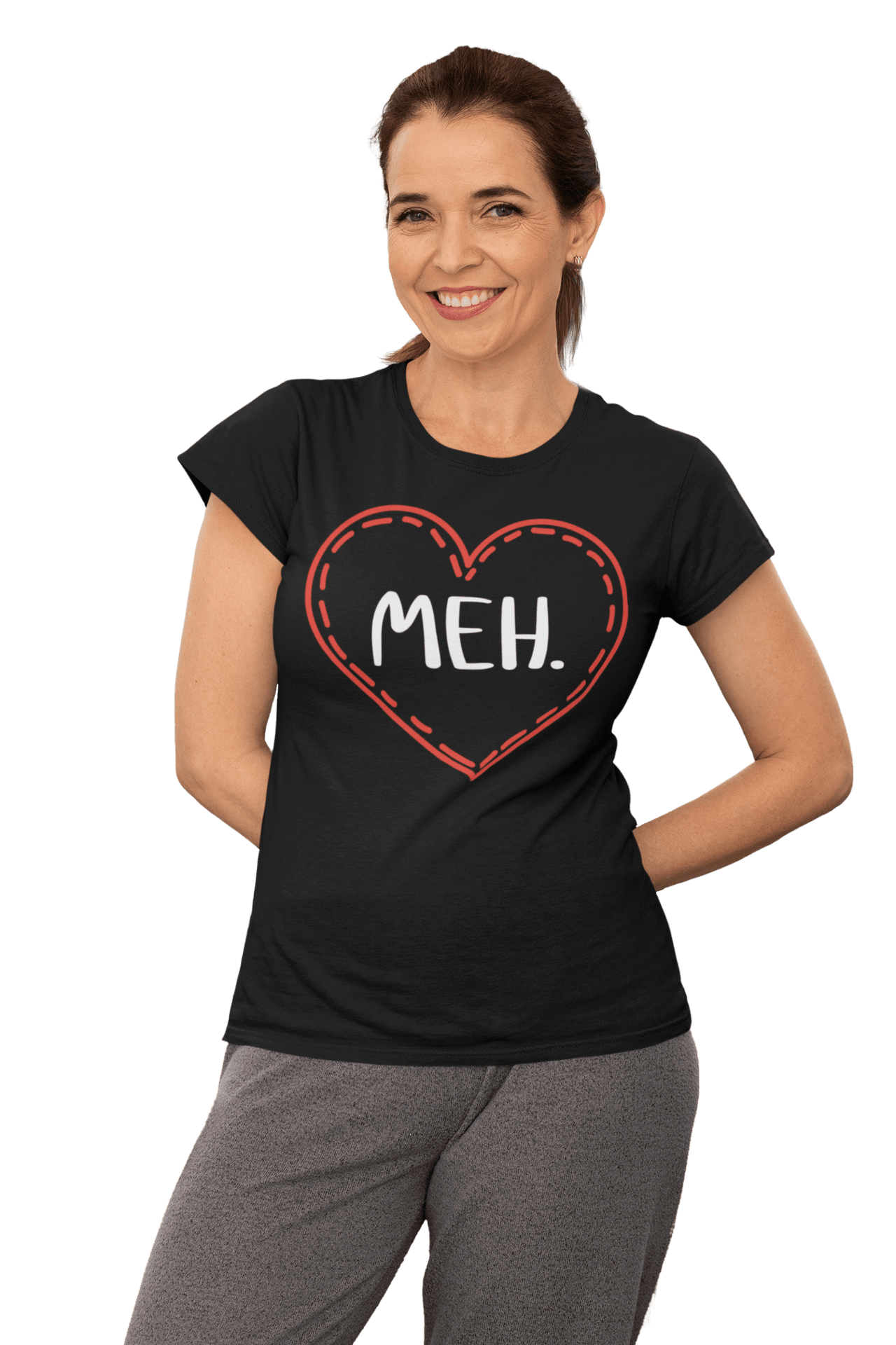 Meh Valentines Heart T-Shirt for Women 8Ball