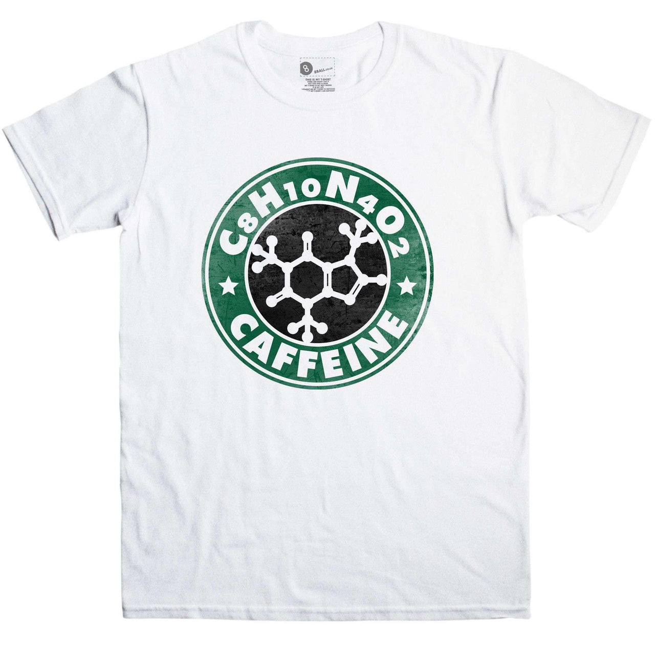 Men's Funny Science Caffeine Molecule T-Shirt For Men 8Ball