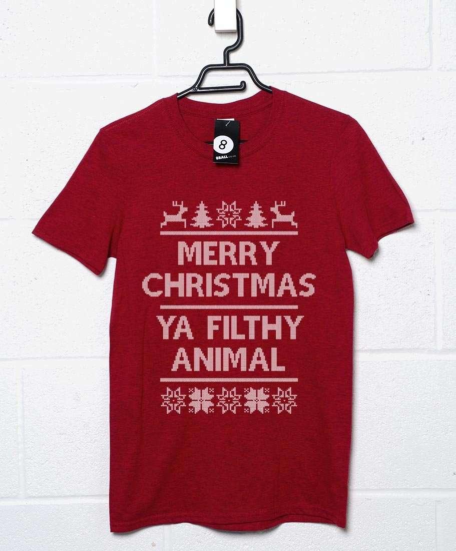 Merry Christmas Ya Filthy Animal Knitted Style Unisex T-Shirt For Men And Women 8Ball