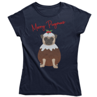 Merry Pugmas Christmas Fitted Womens T-Shirt 8Ball