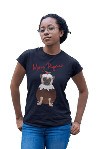 Thumbnail for Merry Pugmas Christmas Fitted Womens T-Shirt 8Ball