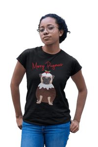 Thumbnail for Merry Pugmas Christmas Fitted Womens T-Shirt 8Ball