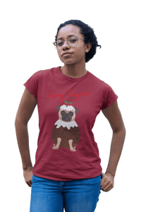 Thumbnail for Merry Pugmas Christmas Fitted Womens T-Shirt 8Ball