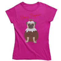 Thumbnail for Merry Pugmas Christmas Fitted Womens T-Shirt 8Ball