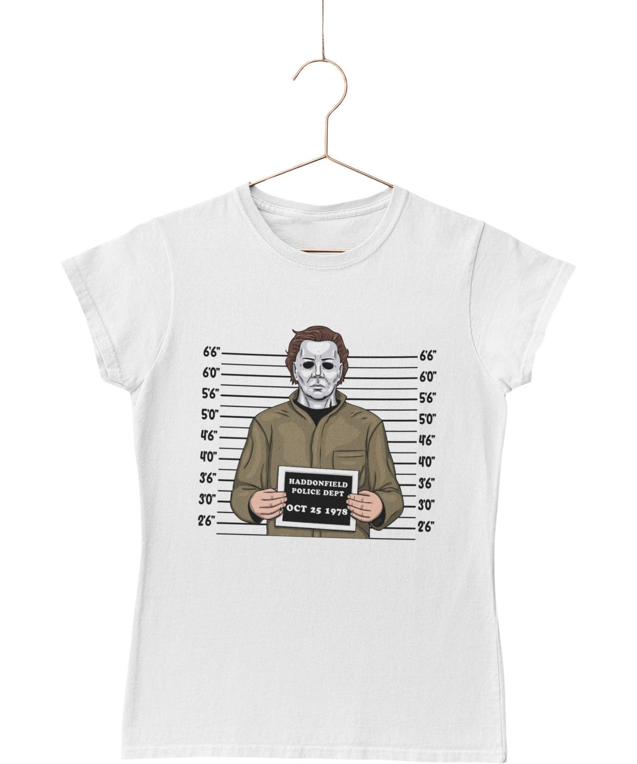 Michael Myers Mugshot Horror Film Tribute Womens Style T-Shirt 8Ball