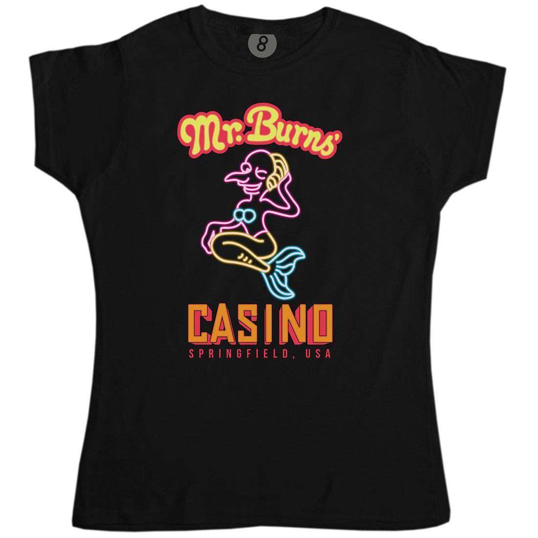 Mr Burns Casino Womens T-Shirt 8Ball