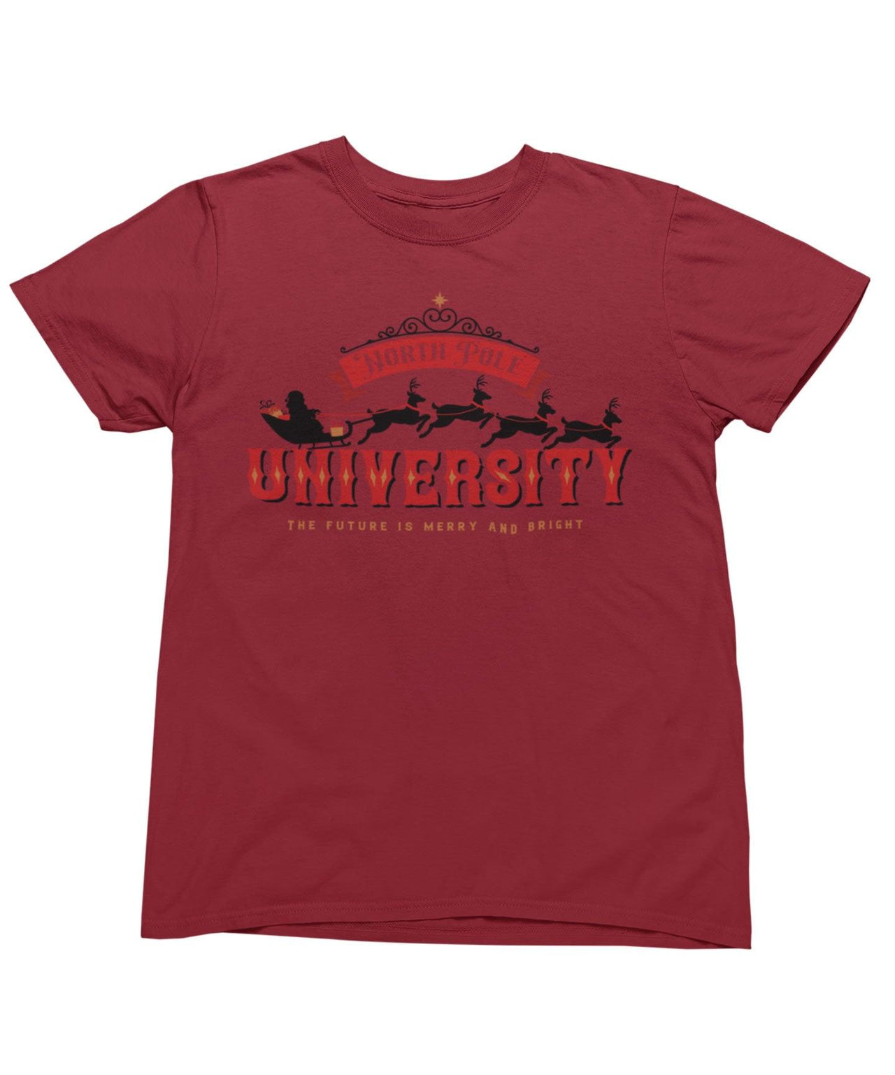 North Pole University Christmas Unisex Mens Graphic T-Shirt 8Ball