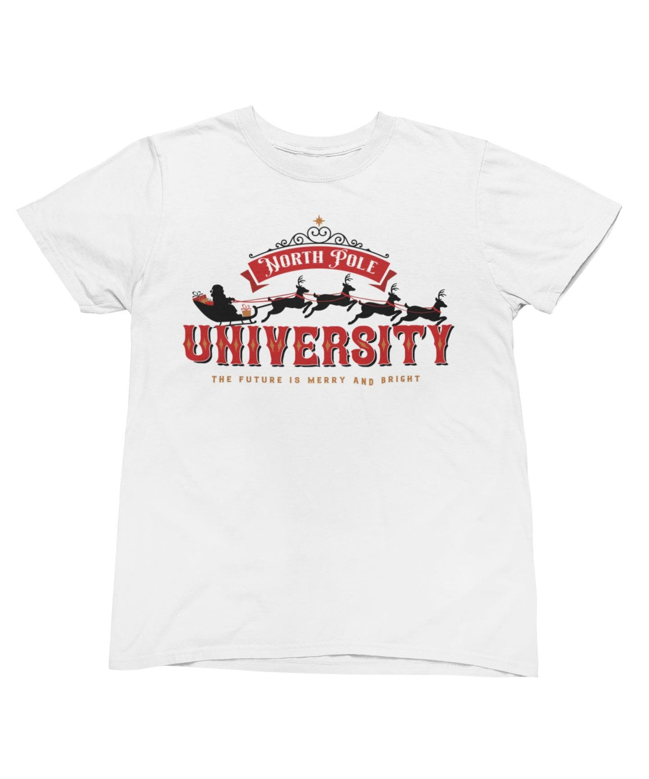 North Pole University Christmas Unisex Mens Graphic T-Shirt 8Ball